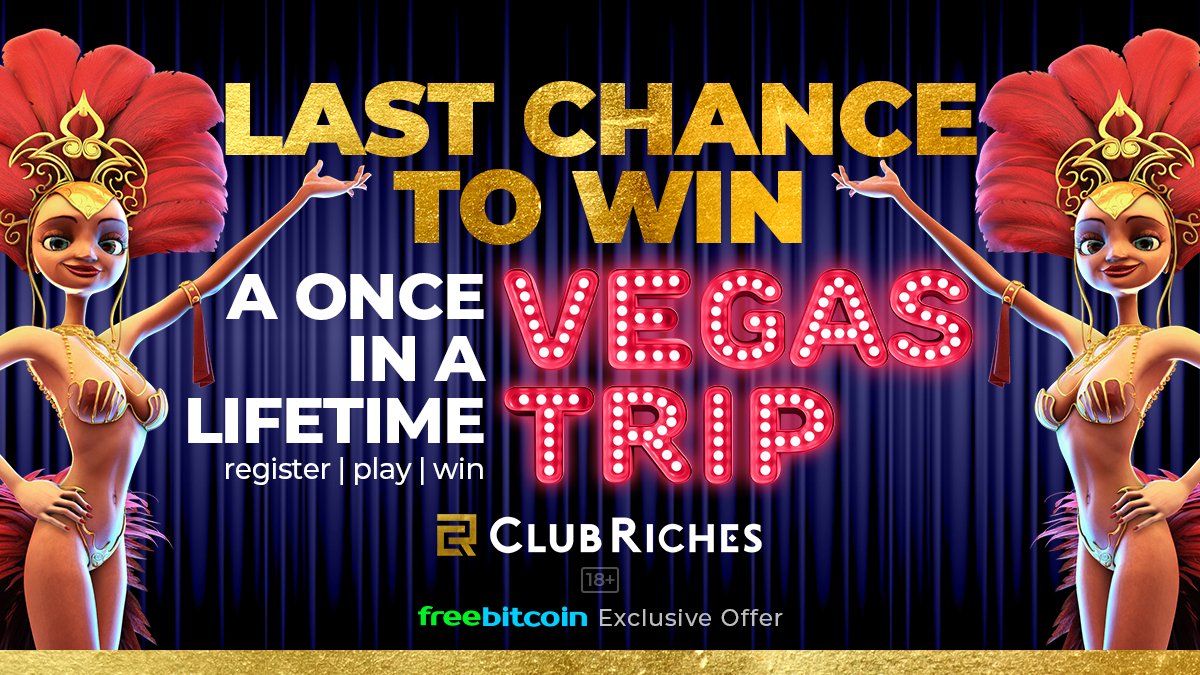 freebitco's tweet photo. Register with Club Riches and play on a huge selection of great games to be in with a chance of winning a $25,000 trip to Vegas!

REGISTER | PLAY | WIN

#FreeBitcoin #BTC #Bitcoin #Casino #Vegas #Crypto #cryptocurrencies https://t.co/lENLUdbDk2