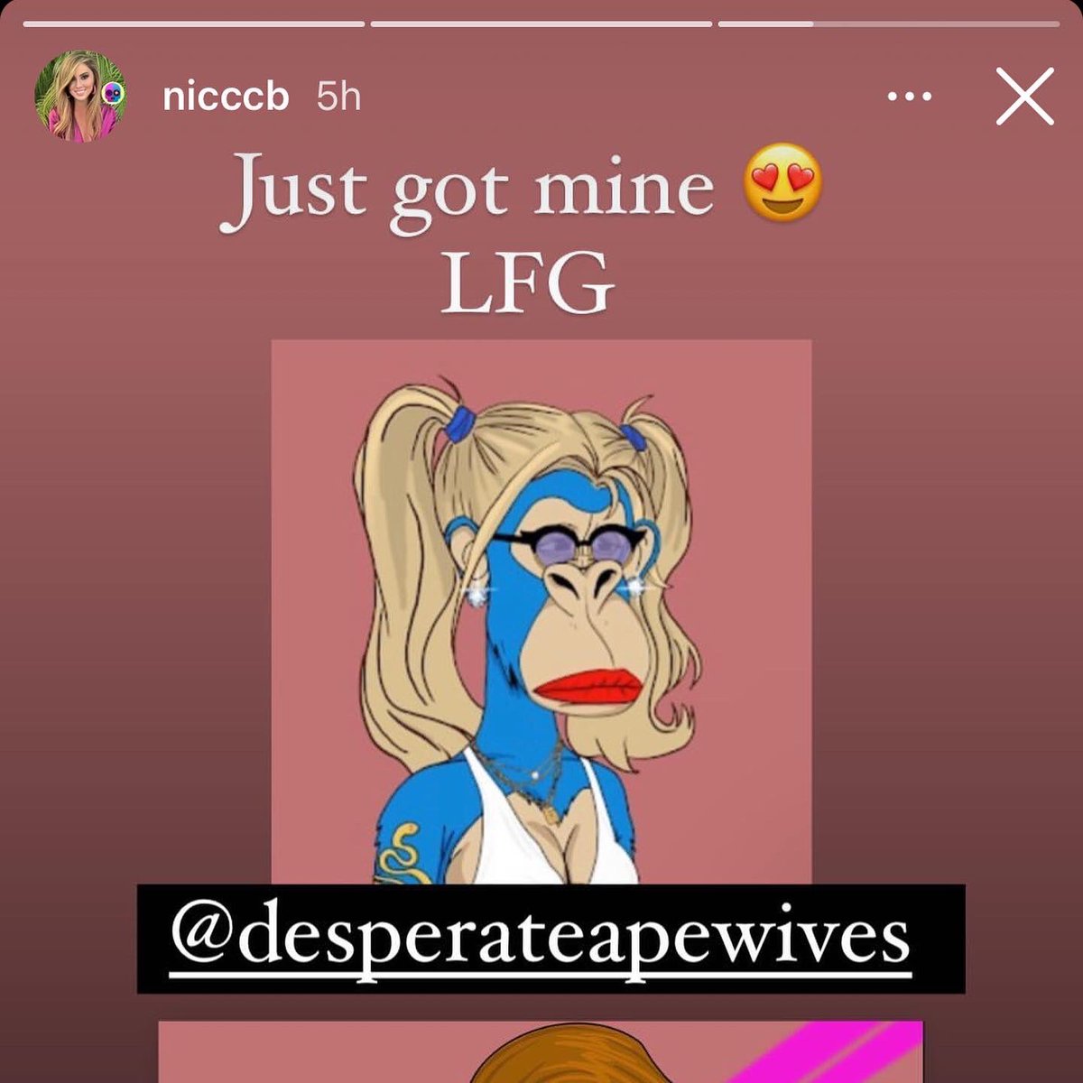 Beyond The Interview CEO, <a href="/NicoleBehnam/">Nicole Behnam</a> now owns Desperate Apewives #9197 
-
Nicole Behnam, Founder, CEO, and Editor-In-Chief of Beyond the Interview, is a journalist with over 10 years of experience.
-
#nfts #nft #cryptoartist #blockchain #nftcollector #desperateapewives