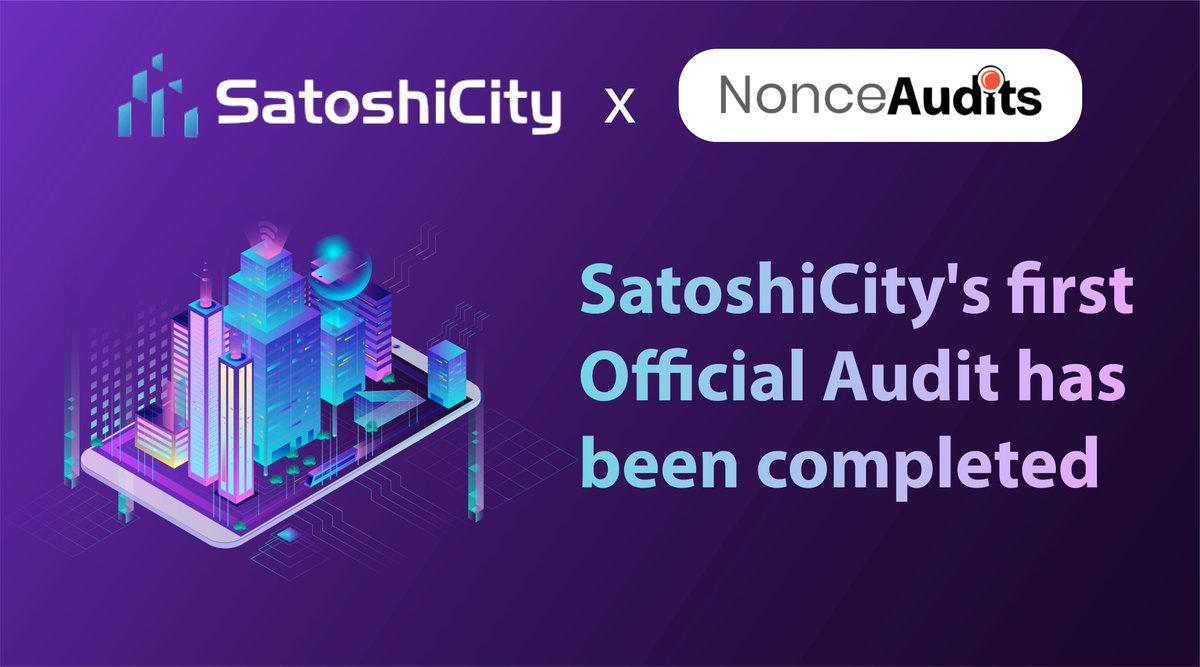 SatoshiCity is proud to announce that our First Official Audit has been completed.
Read the full article on: medium.com/@SatoshiCity/s…
.
.
.
#NFT #NFTcommunity #nftart #blockchainartist #nftcollectibles #nftcollection #nftnews #nftgames #nftland