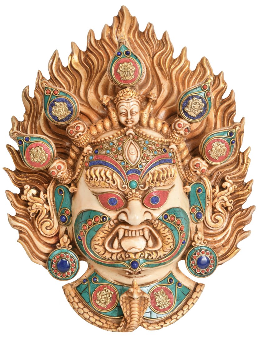 nityawrites30's tweet image. I am looking for this kind of Nepali/ Tibetan Mahakal/ Bhairava wall mask. Either the same one or in dark Maroon colors. Can anyone help with a verified online source or help me get one from Nepal? #thanksmuch #helprequired