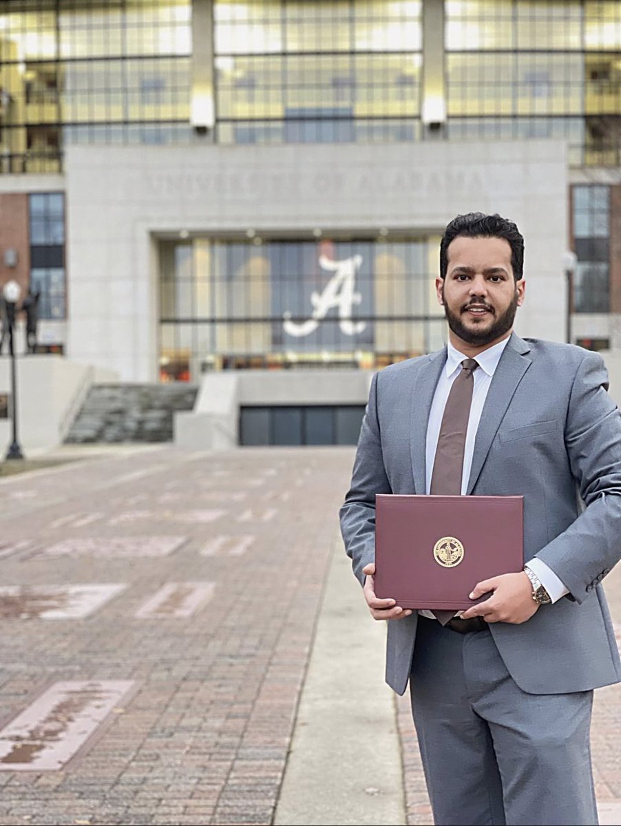 الحمدلله على حسن التمام والختام

تم بحمدلله تخرجي من الولايات المتحده الامريكية جامعة <a href="/UofAlabama/">The University of Alabama</a>
 The University of Alabama 

وحصولي على درجة البكالوريوس هندسة مدنية