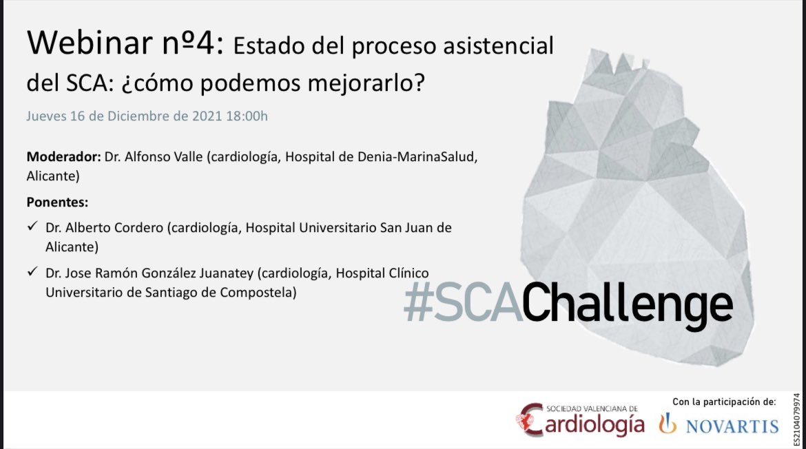 SVCardio's tweet photo. 🗓Jueves 16.12.21. #SCAChallenge 
👉Estado del proceso asistencial del SCA. Podemos mejorarlo?
👉Con @acorderofort @JoseJuanatey y @ValleAlfonso 
👉💯🖥 https://t.co/bRTbOdq3cA @secardiologia https://t.co/GF8Elfb5Tc