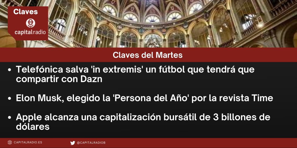 👋¡Hola! Estas son algunas de las claves del #martes. Te las cuentan <a href="/LuisVMunoz/">Luis Vicente Muñoz</a> y el equipo de Capital, la Bolsa y la Vida.

📻capitalradio.es/directo