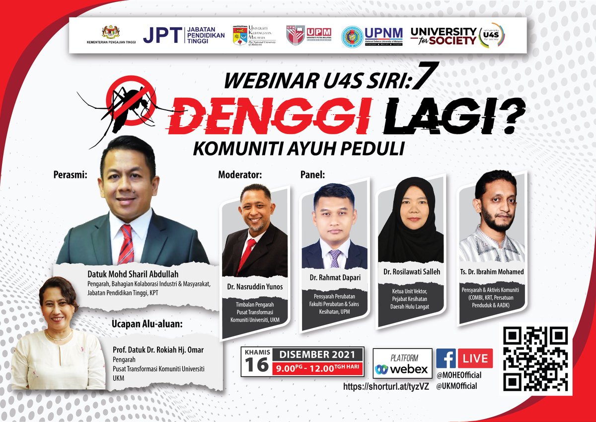 ukm_my's tweet photo. Jemputan Ke Lagi? Komuniti Ayuh Peduli"
Webex - https://t.co/kLrPfqTi8P
Live Facebook MOHEOfficial & UKMOfficial
#UniversityforSociety
#UniversitiuntukMasyarakat
#U4S
#UKM
#UPM
#UPNM https://t.co/8LSxTyt9Uw