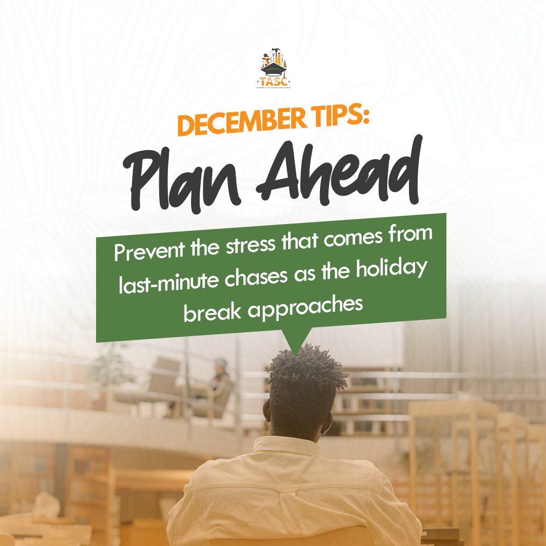 TASC_UG's tweet photo. As we wrap up 2021, don't get caught in the last-minute budget closes, plans, reports and proposals. Stay ahead of the holiday hustle and bustle by planning ahead of time. #DecemberTips https://t.co/DOkMCGJc5k