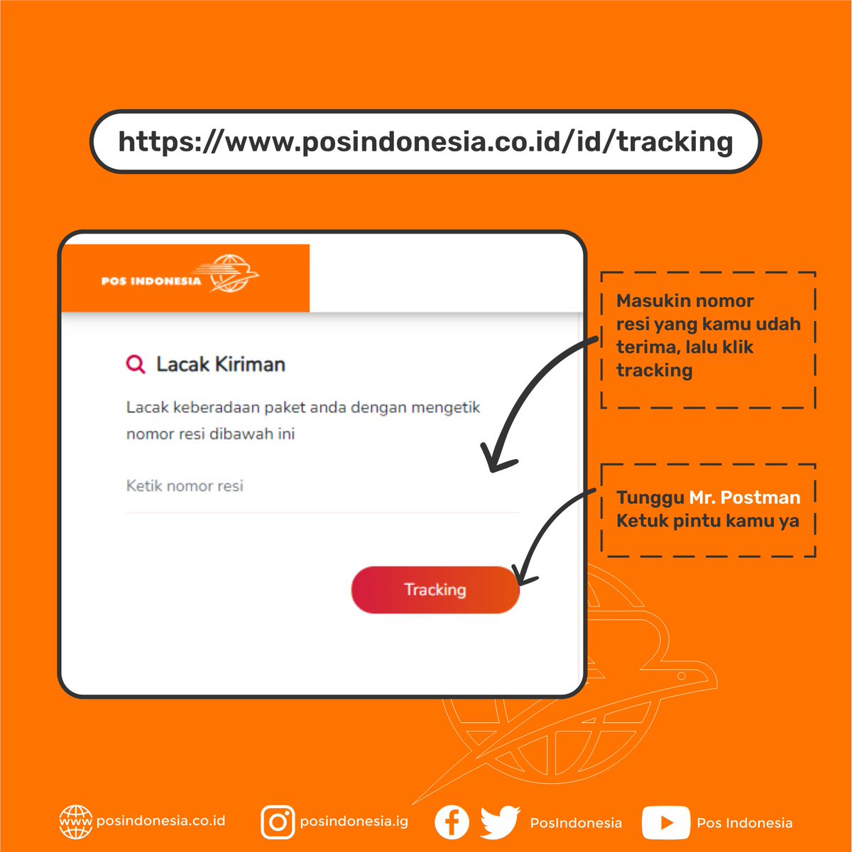 PosIndonesia's tweet photo. "Paket aku udah sampe mana ya min??"
Halo Sahabat Pos, kamu sudah tau cara cek resi belum? nah ini nih caranya supaya kamu bisa selalu cek pengiriman paket kamu..
#PosIndonesia
#Tutorial #LacakPaket
#InfoPos
#Deliveryourlove
#DiPosIndonesiaAja https://t.co/p7QiDnEIsy