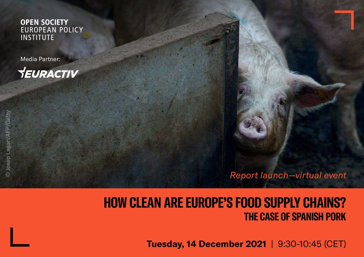 OpenSocietyECA's tweet photo. 🕤 IN 1 HOUR: How clean are Europe's food supply chains?
Join us for the launch of our 🆕 report zeroing in on the case of Spanish pork and the environmental and human rights impact of industrialised meat production in the EU.
📢 Last chance to register! https://t.co/Cq62MVD0Gx https://t.co/k99jwLRePN