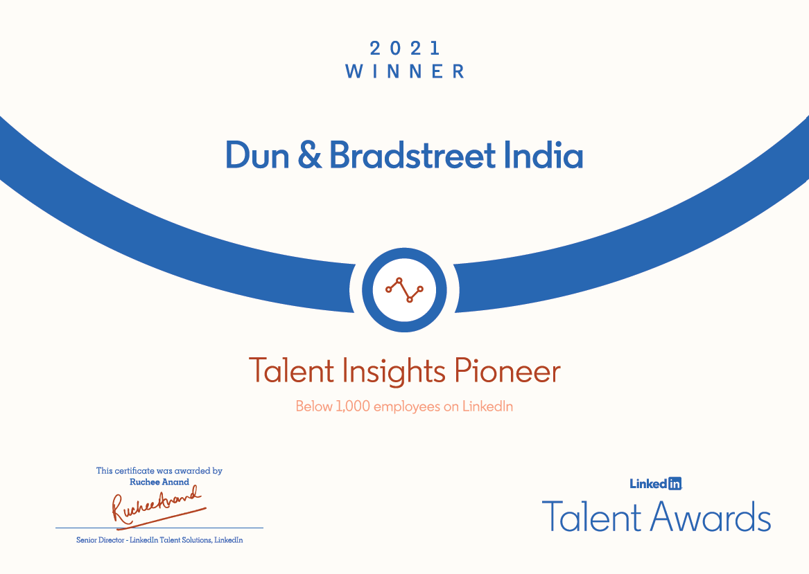 DNB_Technology's tweet image. We are extremely happy to have won the ‘LinkedIn Talent Awards 2021- Talent Insights Pioneer’ which recognizes companies who utilized LinkedIn Talent Insights to make informed talent decisions with real-time insights.

#GrowWithDNB #Awards #TalentAwards #LinkedInAwards