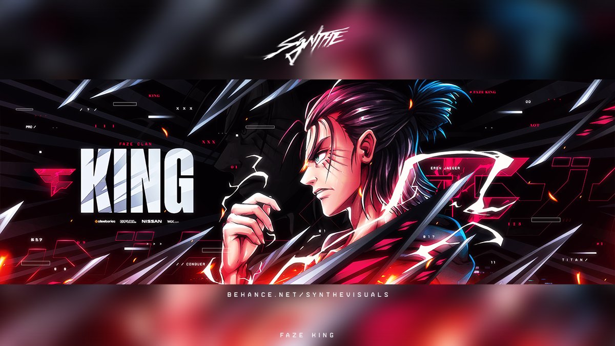SyntheVisuals's tweet photo. Header for - @k1nGOD 👑(tag him) 
#FaZeUp  #faze5  #ErenJaeger 

Support is Appreciated ❤️🤍
HD: https://t.co/698QIhTu33 https://t.co/XmgoxdkHJI