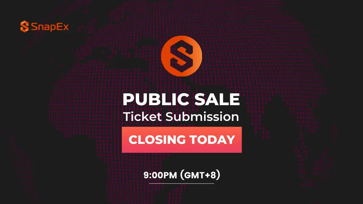 snapexofficial's tweet photo. Don't forget guys... SNAP Token public sales ticket submissions will CLOSE today at 9pm (GMT+8)! Grab your tickets while you still can π #SNAPToTheMoon #SNAPToken #SnapEx #Crypto #ICO #IEO https://t.co/QPsWFiuslS