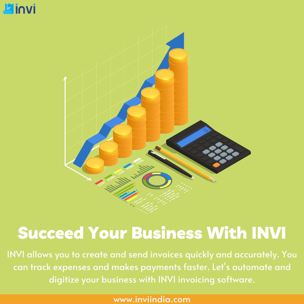 Business growth is not difficult if you have the right business partner i.e- INVI, a powerful multi-tasking GST billing software for small business that enables you to manage your business effectively but effortlessly. 
Visit- inviindia.com
Give us call at +918146674291