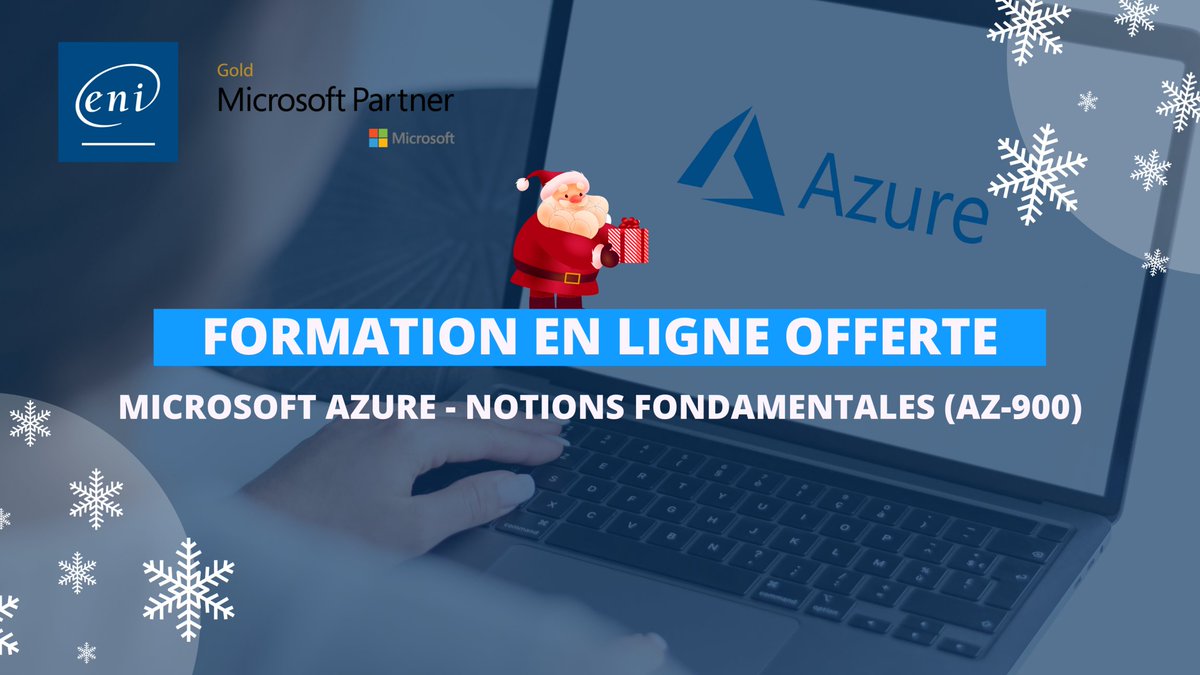 ENIService's tweet image. C&apos;est Noël avant l&apos;heure 🎅🎅🎅 
Profitez de la formation officielle AZ900 « Microsoft Azure : notions fondamentales » OFFERTE !

RDV en ligne vendredi 14 janvier 2022 !
Inscrivez-vous vite : swll.to/az900-offerte

#formationazure #azure #microsoft #formationpro
