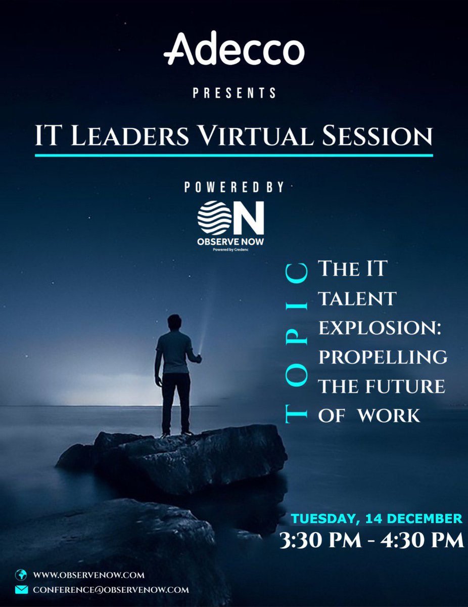 adeccoin's tweet photo. Last chance to register for the webinar: https://t.co/aV3mMZGSEK
Topic: The IT Talent Explosion: Propelling the future of work
#Adeccoindia #Observenow #webinar #futureofwork #workfuture #virtualevent #virtualsession #ITtalent #registernow #ITleaders https://t.co/lCEnJWQ0qj