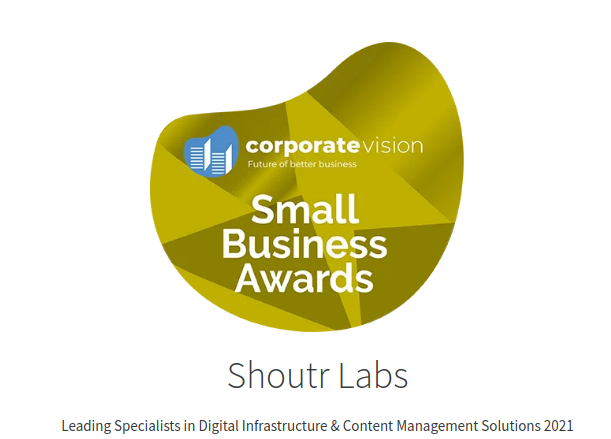 🏆 We won the Small Business Award 2021 for being Leading Specialists in Digital Infrastructure &amp; Content Management Solutions 2021! Thanks to Corporate Vision, our friends and customers and of course: our remarkable team! 🥳😻

 #Awards #DigitalTransformation #CMS #innovation