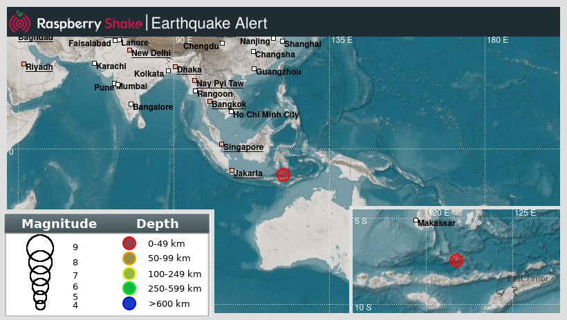 raspishakEQ's tweet photo. Preliminary M5.1 #earthquake 142km/88miles from #Riung, in #Indonesia, 2021-12-14 03:47 UTC by @raspishake network.

Join the largest #CitizenScience #seismograph community ➡️ https://t.co/Y5O0dgJqJF

EVENT ➡️ https://t.co/WIolk4oqKB https://t.co/3wjawNDLtz