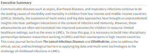 The Lancet Microbe (@lancetmicrobe) on Twitter photo New series in <a href="/TheLancetInfDis/">The Lancet Infectious Diseases</a> and <a href="/EBioMedicine/">eBioMedicine – The Lancet Discovery Science</a>> Combating Childhood Infections in LMICs: evaluating the contribution of #BigData thelancet.com/series/big-dat… New series in <a href="/TheLancetInfDis/">The Lancet Infectious Diseases</a> and <a href="/EBioMedicine/">eBioMedicine – The Lancet Discovery Science</a>> Combating Childhood Infections in LMICs: evaluating the contribution of #BigData thelancet.com/series/big-dat…