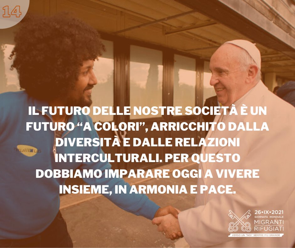 🌍 “Il futuro delle nostre società è un futuro “a colori”, arricchito dalla diversità e dalle relazioni interculturali. Per questo dobbiamo imparare oggi a vivere insieme, in armonia e pace.” #PapaFrancesco #14dicembre #VersounNOIsemprepiùGrande ✨