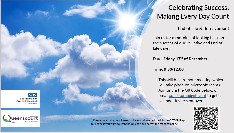 SOQIWay's tweet photo. Our next QI event will take place Friday 17th December, 9:30-12:00. Join us for a morning of looking back on the success of our Palliative and End of Life Care! https://t.co/NHoLo76aCS