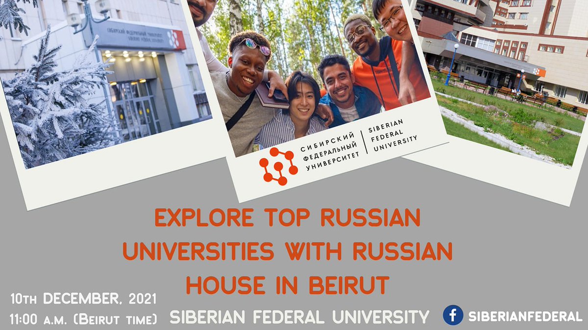 The Russian Center for Science and Culture in Beirut together with #SibFU talked about the possibilities of studying in Russia and scientific and cultural life in the heart of Siberia – Krasnoyarsk! Click to watch :)

facebook.com/watch/live/?re…