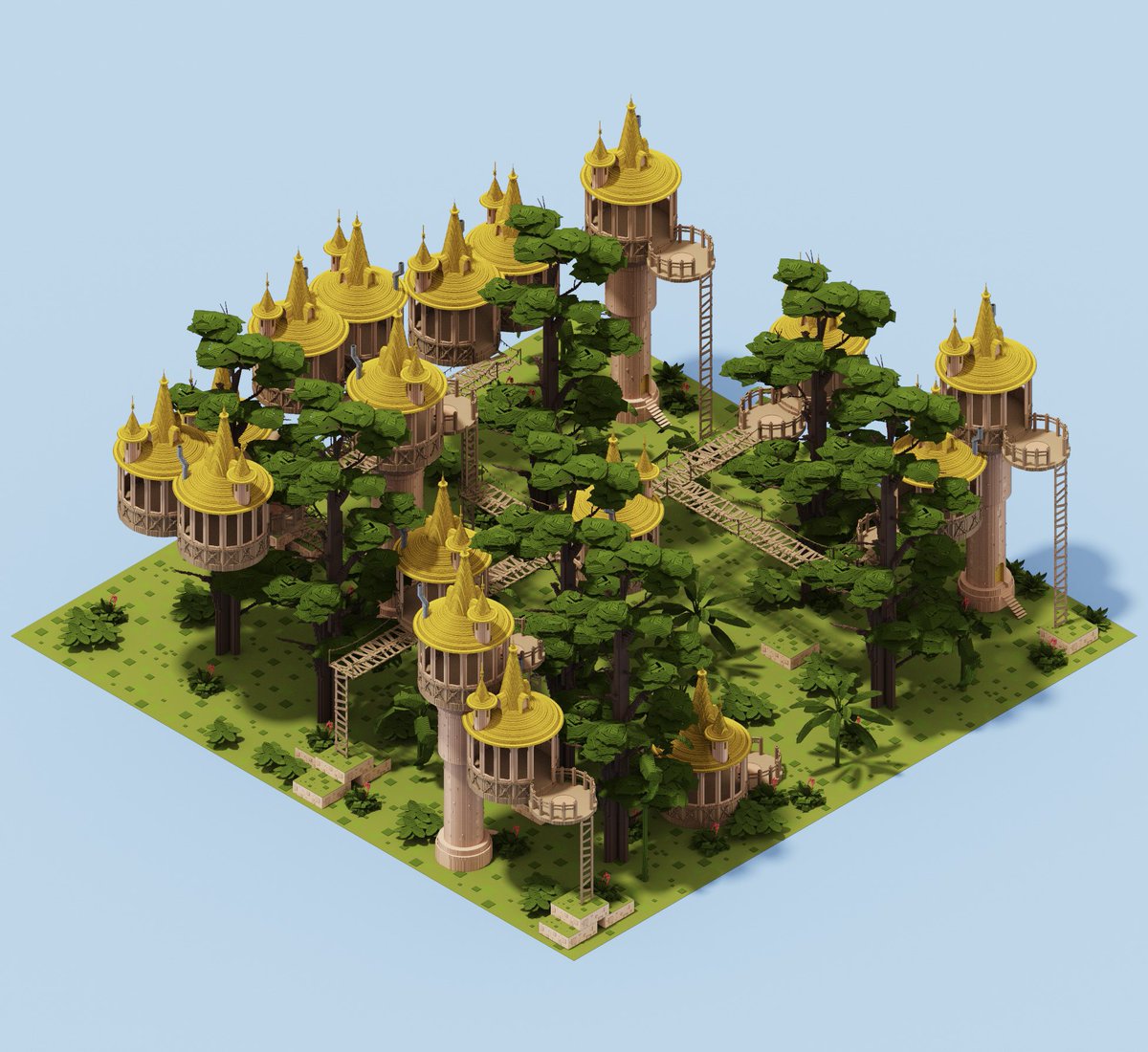 FPeykanpour's tweet photo. Welcome to the chameleon’s colorful treehouses ✨🦎🏡🎨
@Chameleon_NFT 
On @TheSandboxGame 

#metaverse #Sandbox #voxelart https://t.co/zaL2JUuuHq