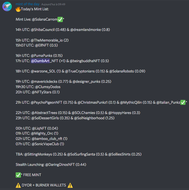 MintOfTheDay's tweet image. GM Fellow Minters 👊

Here's today's #NFT mint list, directly from our Discord!
🔥 discord.gg/qBFPGDM9TA 🔥

Let's hope the #Solana blockchain holds on!🙏
Stay tuned &amp;amp; vote for your favorite projects on our polls! 

❤️Please Like &amp;amp; RT❤️

#MintOfTheDay 🚀 #SolanaNFTs #NFTLAUNCH
