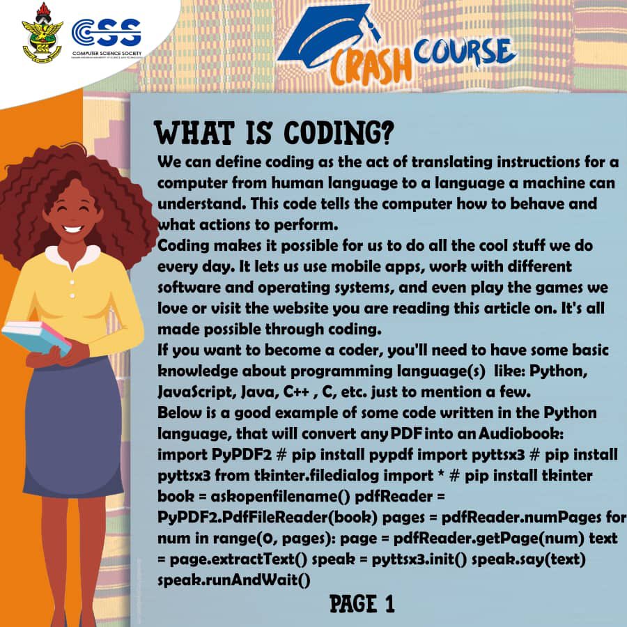 thecssknust's tweet photo. Be an all-rounder with our Crash- Course. Today, we teach you coding and programming in under 5 minutes🤩🤩 https://t.co/PQPgYLcTlE