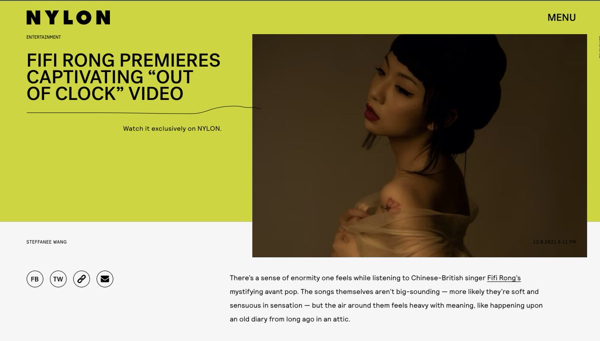 GM! A massive thank you for premiering my album theme tune video 'Out Of Clock' <a href="/NylonMag/">NYLON</a>  magazine!

The VIDEO is OUT NOW:
youtu.be/1DVCCrmJEYU

My 1/1 Genesis Music Video NFT of 'Out Of Clock' is Coming Soon! Stay tuned frens!