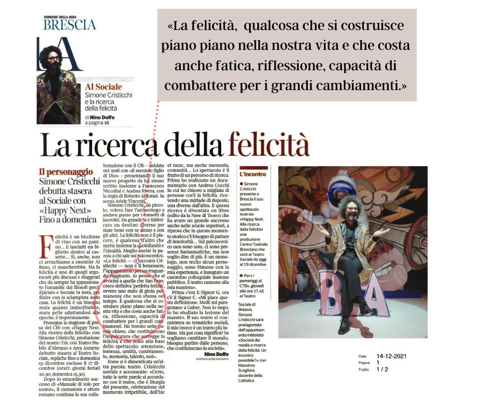 scristicchi's tweet photo. 'Prima c'era il Signor G, ora c'è il Signor C.'
Di Nino Dolfo, per @corrierebrescia
#rassegnastampa oggi in edicola
#simonecristicchiteatro
#happynext @CTBteatro https://t.co/dFFL2rZ5i9