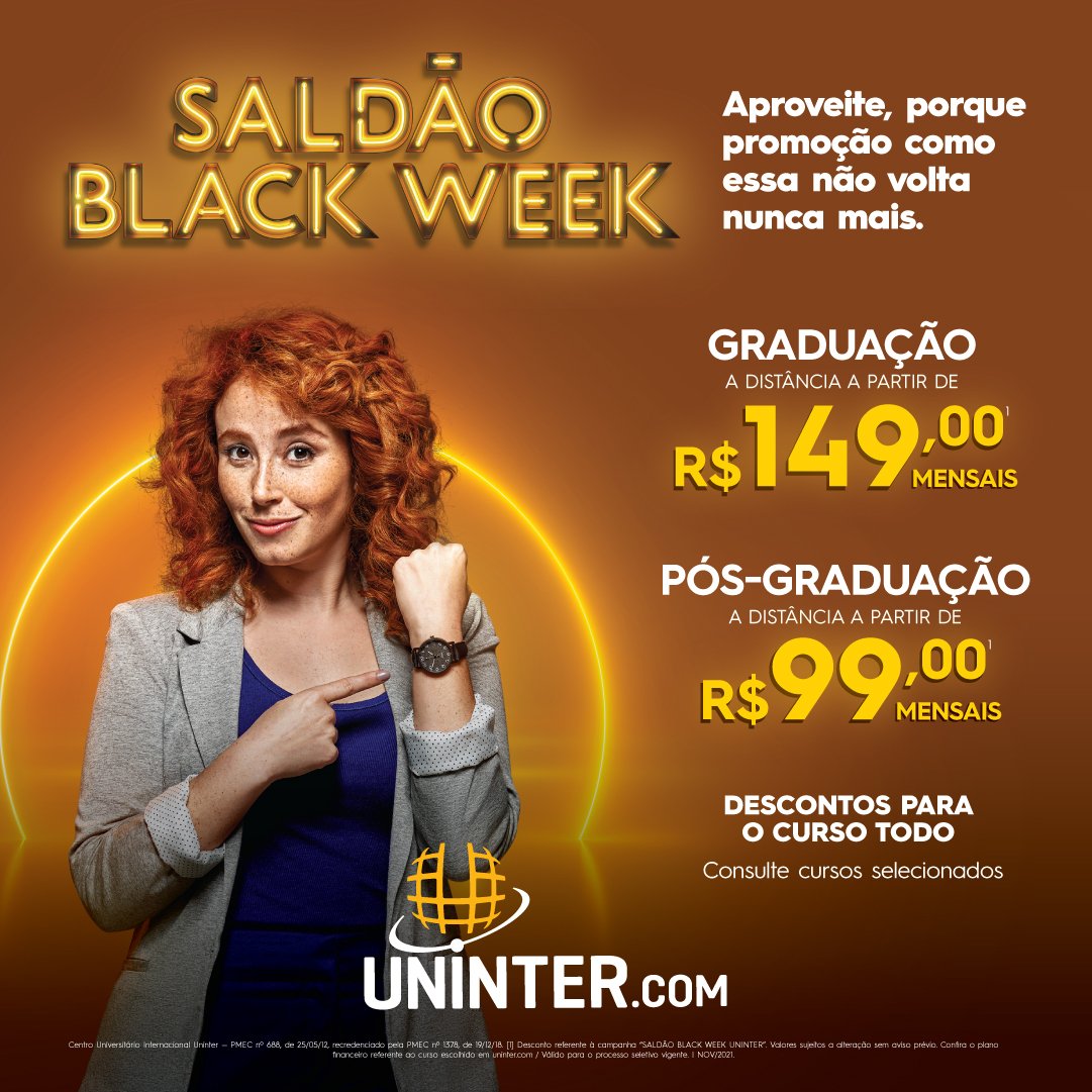 unintercabofrio's tweet photo. Até quando você vai adiar o sonho do seu diploma, hein? Black Week Uninter, garanta logo a sua vaga e comece a sua graduação ou pós-graduação a distância com desconto nas mensalidades! 
Inscreva-se agora em https://t.co/Yj5xUr8T5C https://t.co/4MftMSjjE8