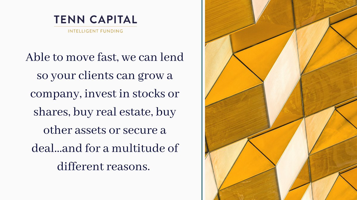 Here at Tenn Capital, we understand that wealthy individuals often need to borrow significant capital to allow them to seize unusual opportunities or fund bold investments. 

Even if your client has an unusual scenario, get in touch - we can and will consider lending.