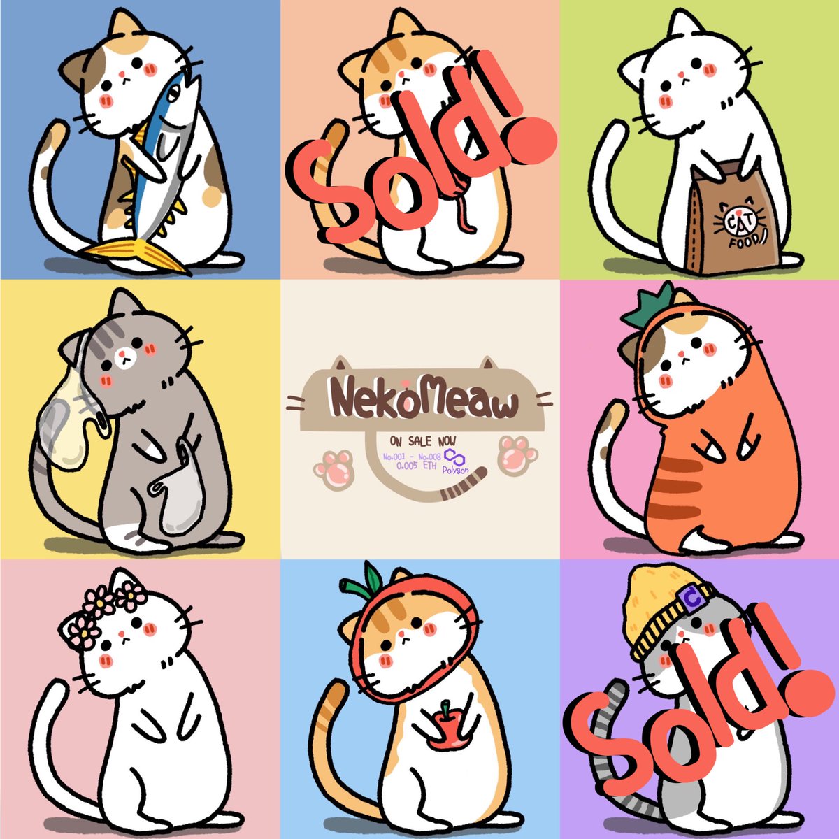 NekoMeawNFT's tweet photo. ☘️Update !! “NekoMeaw” 💓
     No. 001 - 008 (Polygon💙) 

❣️0.005 ETH

 https://t.co/yay17lGRoJ

💖Next plan! > Christmas theme on Sat 18 th😉🎄☃️

#nftart #Polygon #PolygonNFTs #nftpolygon #NFTCommunity #nftcollector #NFTdrop #NFTAsia #NFTTHAILAND #NFTJapan #NFTshill #NekoMeaw https://t.co/mTP1BVSaoz
