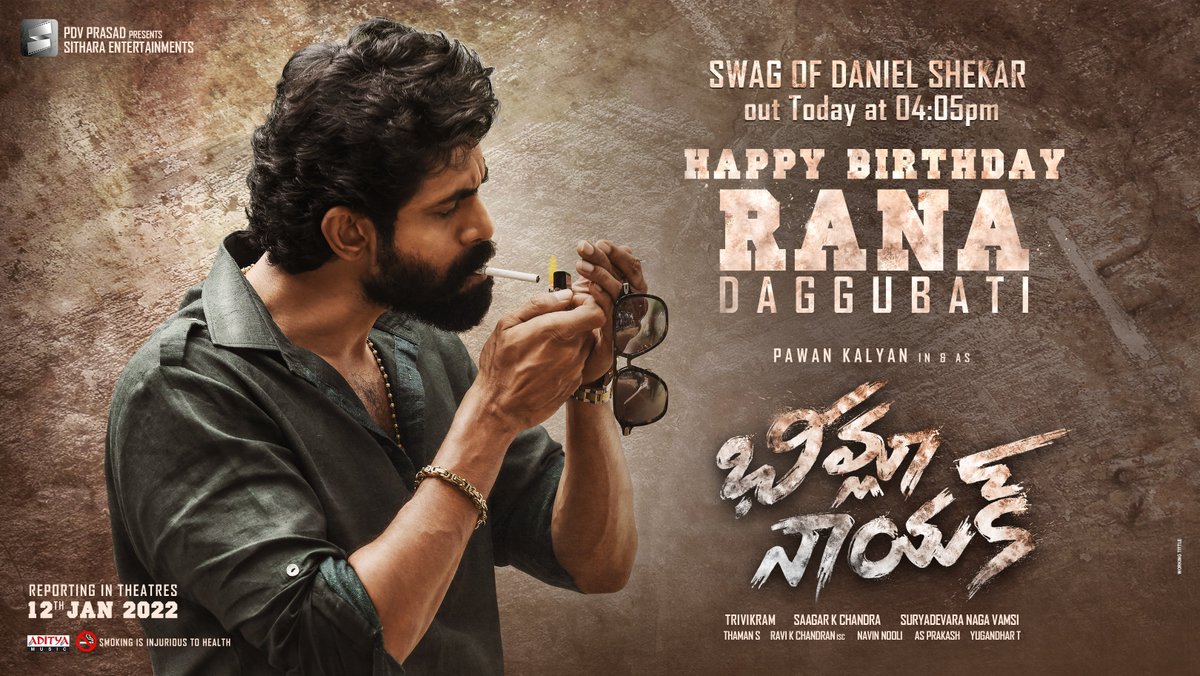 SitharaEnts's tweet photo. Less than an hour to go 🔥 

Stay tuned - https://t.co/F4skCmktXF 

#HappyBirthdayRanaDaggubati #BheemlaNayak @pawankalyan @RanaDaggubati #Trivikram @saagar_chandrak @MenenNithya @MusicThaman @iamsamyuktha_  @dop007 @NavinNooli @vamsi84  @adityamusic https://t.co/SyB34yVfE4