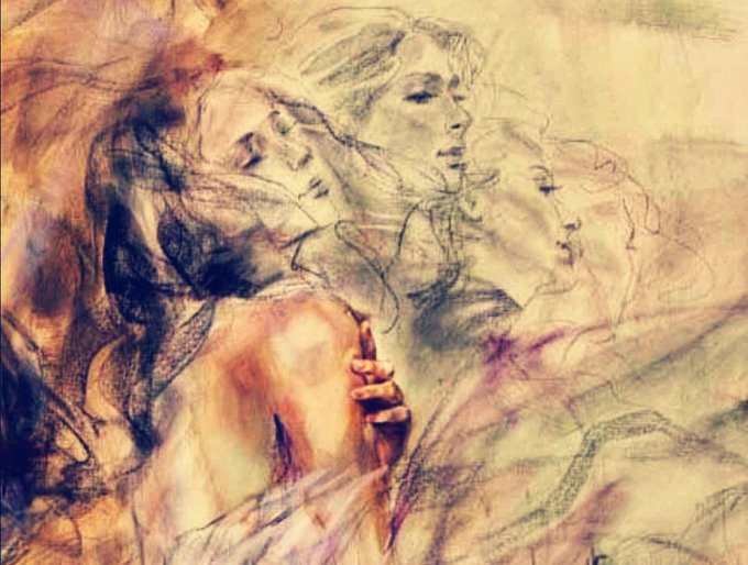 Lamentations 
fall under 
the charm of blues
The world slows down
in effigy
and follows ancient cues
Time bears witness
to walls of stone
people we've seen
and words we've known
find venue
in my muse 

#vss365 #charm 
Art: Cveta P.