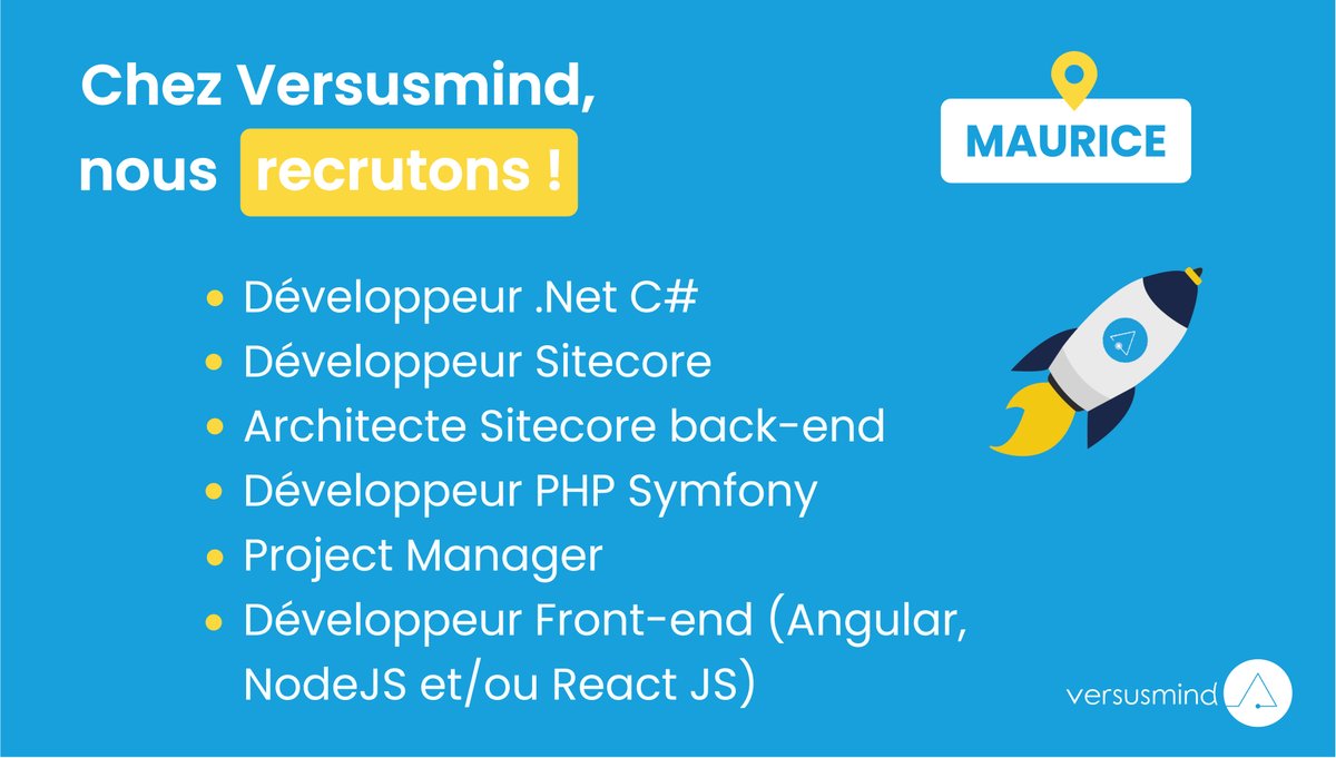 🚨 #Recrutement 🚨 - Pour compléter notre équipe Mauricienne, nous recherchons plusieurs talents.
👉Consultez nos offres : lnkd.in/dWHT2pZ
📍 Les postes sont à pourvoir dès que possible à #Maurice
#ilemaurice #versusmind #emploi #it #tech #iciçarecrute #job #offres