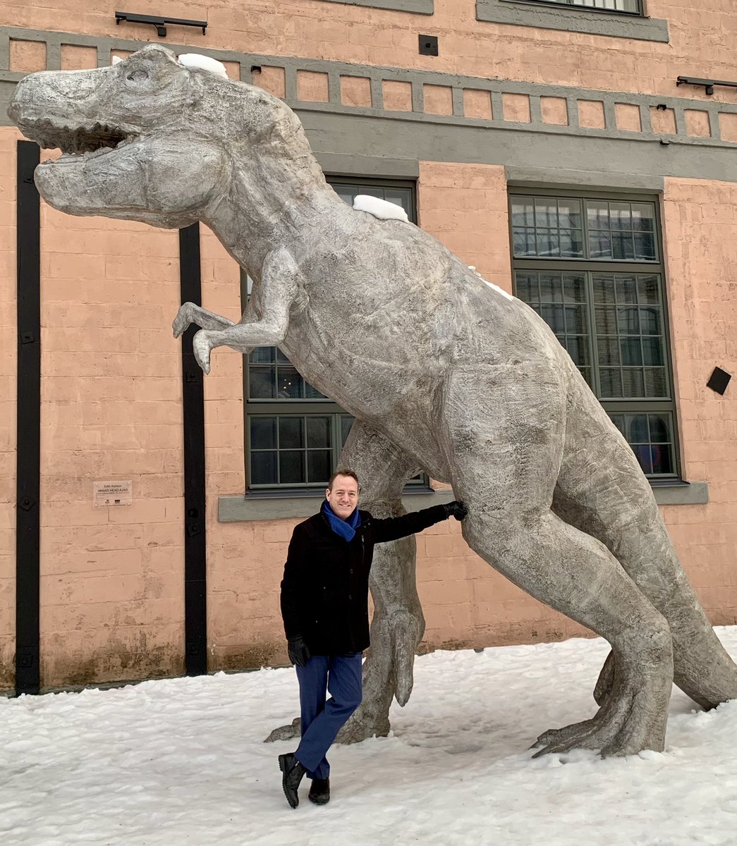 Kev_Rex's tweet photo. As a kid, we had #Rexmas (trending # pending). My dad was a pilot and often away on Dec 25th. Imagine my surprise to see #Tallinn embracing my family🎄tradition with this awesome 🦖 art display by Edith Karlson in #Noblessner @TemnikovaKasela. Spectacular Christmas Tree too! https://t.co/2lxijl9Yr7