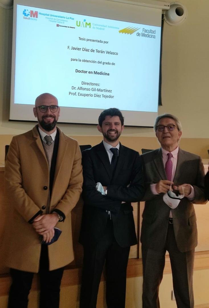 Enhorabuena al nuevo Dr. Díaz de Terán (<a href="/javierddt/">Javi DDT</a>)  por el Sobresaliente Cum Laude de su brillante Tesis. Ha sido un lujo haber dirigido esta Tesis con el Prof. Dr. Exuperio Díez Tejedor del Servicio de Neurología del #HospitalLaPaz y Catedrático en <a href="/UAM_Madrid/">UAM Autónoma Madrid</a> <a href="/UAM_Medicina/">Medicina UAM</a>