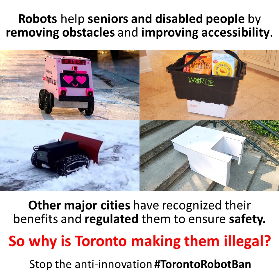 QRSRobotics's tweet photo. Mayor @JohnTory &amp; @CityofToronto Council: Follow advice from city's own experts to regulate #robots, not criminalize them. #CityofTO's ban IE26.12 will only drive away #innovation. @anabailaoTO, @FrancesNunziata, @JayeRobinson, @shelleycarroll, @TorontoRBOT, @TorontoStar, @blogTO https://t.co/PnGOzF9h7O