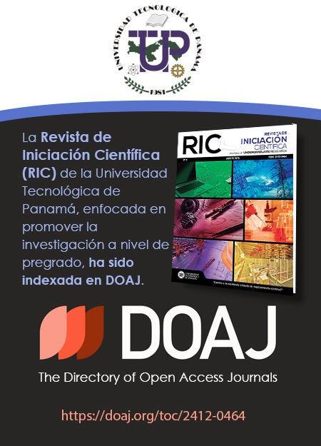 La RIC de la <a href="/utppanama/">UTP Panamá</a> es la primera revista en Iberoamérica que publica trabajos desarrollados por estudiantes de licenciatura, se constituye en la tercera revista de la República de Panamá, que es incorporada en el <a href="/DOAJplus/">DOAJ</a> Atención <a href="/senacyt/">Senacyt Panamá</a> Así se hace <a href="/CienciaPTY/">Ciencia En Panamá   #CienciaEnPanamá</a>