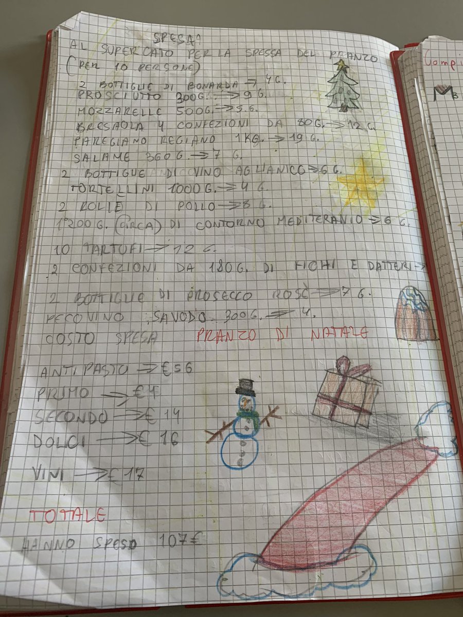 elisetta1979's tweet photo. Compito di realtà per gli alunni di IV A @IC_via_Dante. Questo *lunedì quiz* li ha visti impegnati con la spesa per il menù natalizio!
#laboratorio #matematicadelfare #cooperazione #appuntamentosettimanale https://t.co/KqhPBXJGft