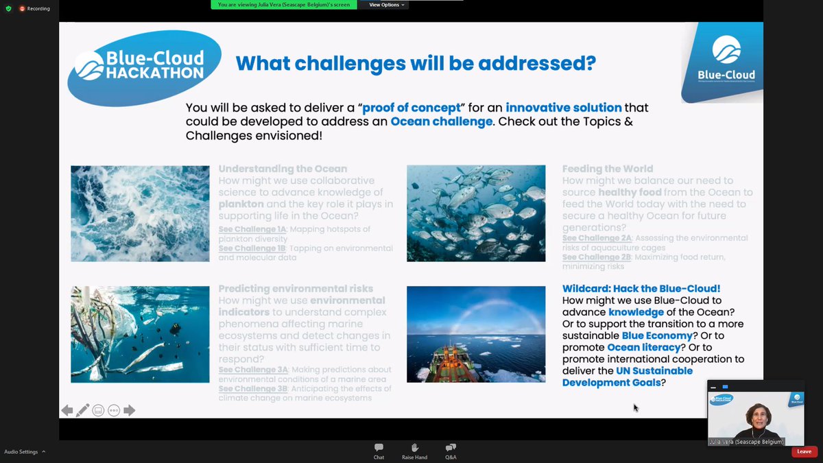 AtlanticYouth's tweet image. Whaaaaat!!!! a #Hackathon !!! are we dreaming !!
We're excited to hear Julia Vera introducing the Blue-Cloud Hackathon, which will address some tough challenges.

Register here 👉 hackathon.blue-cloud.org

Join us in making the world a blue place!!