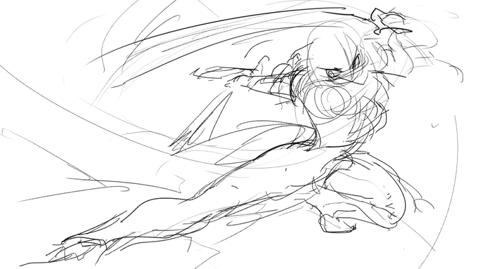 ポーズや構図試行錯誤してて未だにラフくらいしかできてないところある 