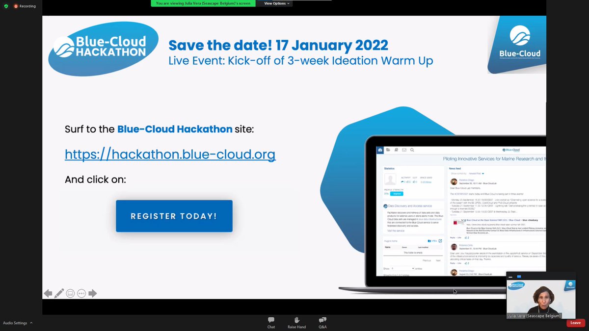 AtlanticYouth's tweet image. Whaaaaat!!!! a #Hackathon !!! are we dreaming !!
We're excited to hear Julia Vera introducing the Blue-Cloud Hackathon, which will address some tough challenges.

Register here 👉 hackathon.blue-cloud.org

Join us in making the world a blue place!!