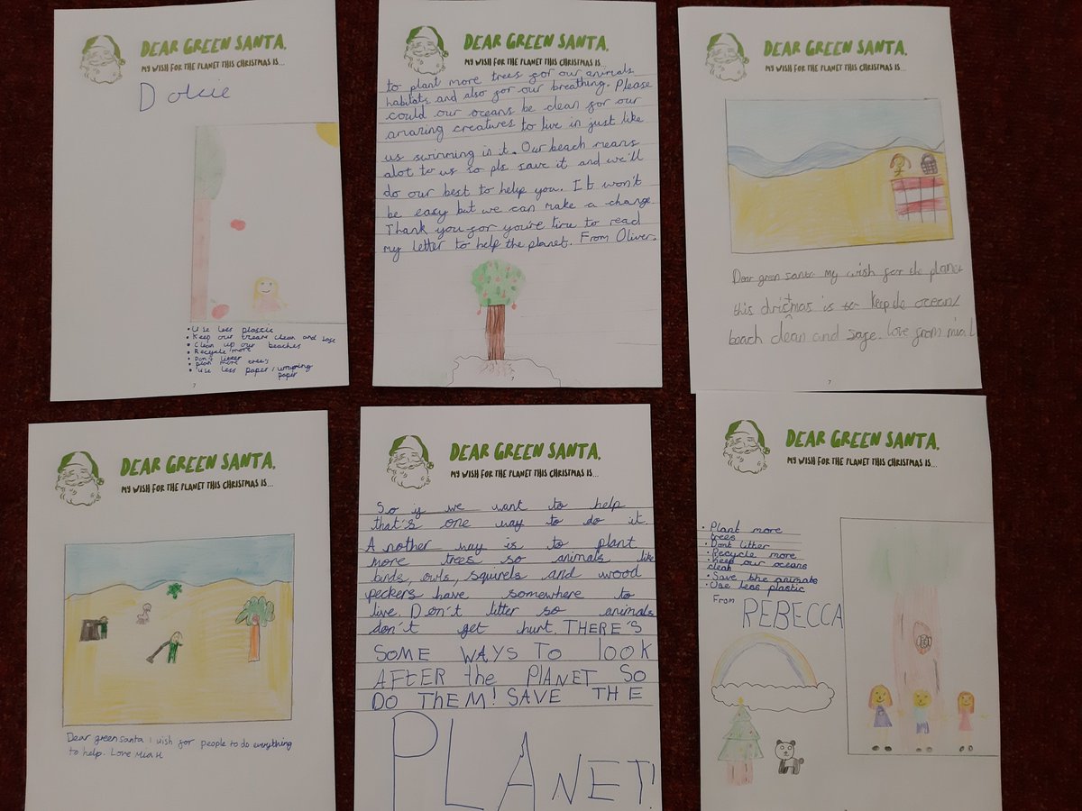 Beautiful wishes for the planet from Dulcie, Mia, Oliver, Rebecca and others <a href="/KingshamPrimary/">KingshamPrimary</a> - thank you <a href="/Chartwells_UK/">Chartwells Schools</a> for being a Green Santa's helper #GreenSanta #happyholidays #happyplanet