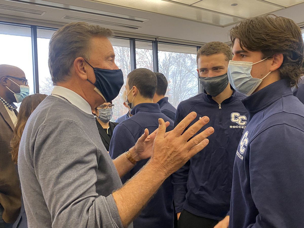 GovNedLamont's tweet photo. There's a great scene in Creed II where #RockyBalboa says, "Every champion was once a contender that refused to give up." It sums up the @ConnCollege men's soccer team who persevered to win their 1st national title.

Congrats champs! Great celebrating this epic win with you. ⚽️🏆 https://t.co/mYIDOvSKkE