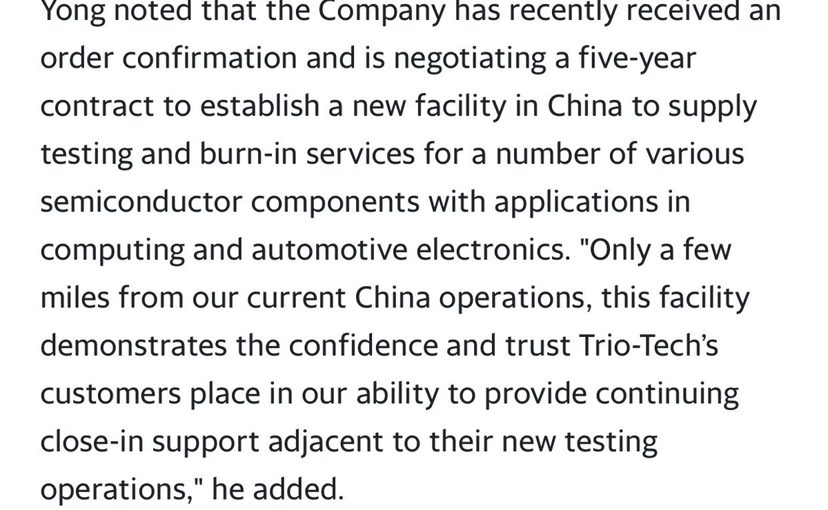 LongInvestors's tweet image. $TRT Part 1: One item I missed in October’s Q4 rpt is: “Company has recently received an order confirmation &amp;amp; is negotiating a 5 year contract…”

Q4 (6/30) revs up 30% to $9.3M.
Q1 (9/30) revs up 49% to $10.2M
$30M MktCap

#SemiconductorTesting #BurnIn #SLT #systemleveltesting