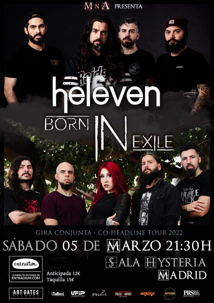 Borninexile's tweet photo. MADRID 05/03/2022 🎟️

¡2022 viene cargadito!
¡Te esperamos en la sala Hysteria de Madrid junto a @Helevenrock + banda invitada! 

Consigue tus entradas aquí ⬇️⬇️⬇️
https://t.co/cSJvEuSQLB

#madrid #conciertosmadrid
#borninexileband
#borninexile
#heleven #artgatesrecords https://t.co/sm7hGG4dMS