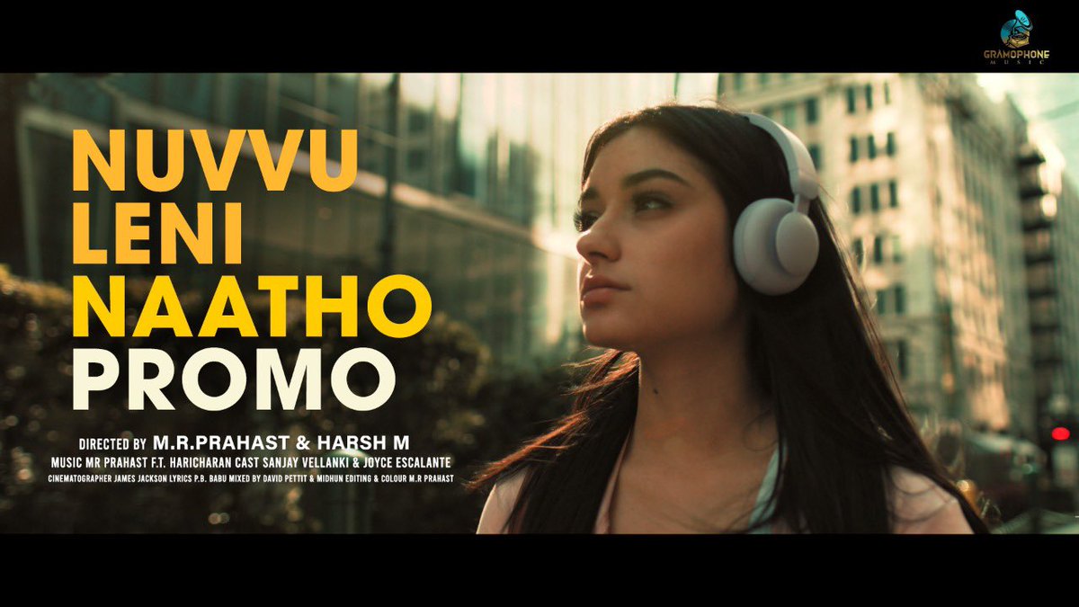 MusicGramophone's tweet photo. @MusicGramophone is dropping its first song #NuvvuLeniNatho Promo wonderfully composed and very well shot! 👌. Can’t be missed!! Waiting for Full Song

https://t.co/DIuhnKnzJN

Kudos to the team.

Ft. @HaricharanMusic #GramophoneMusic https://t.co/DpMYWgcCT8
