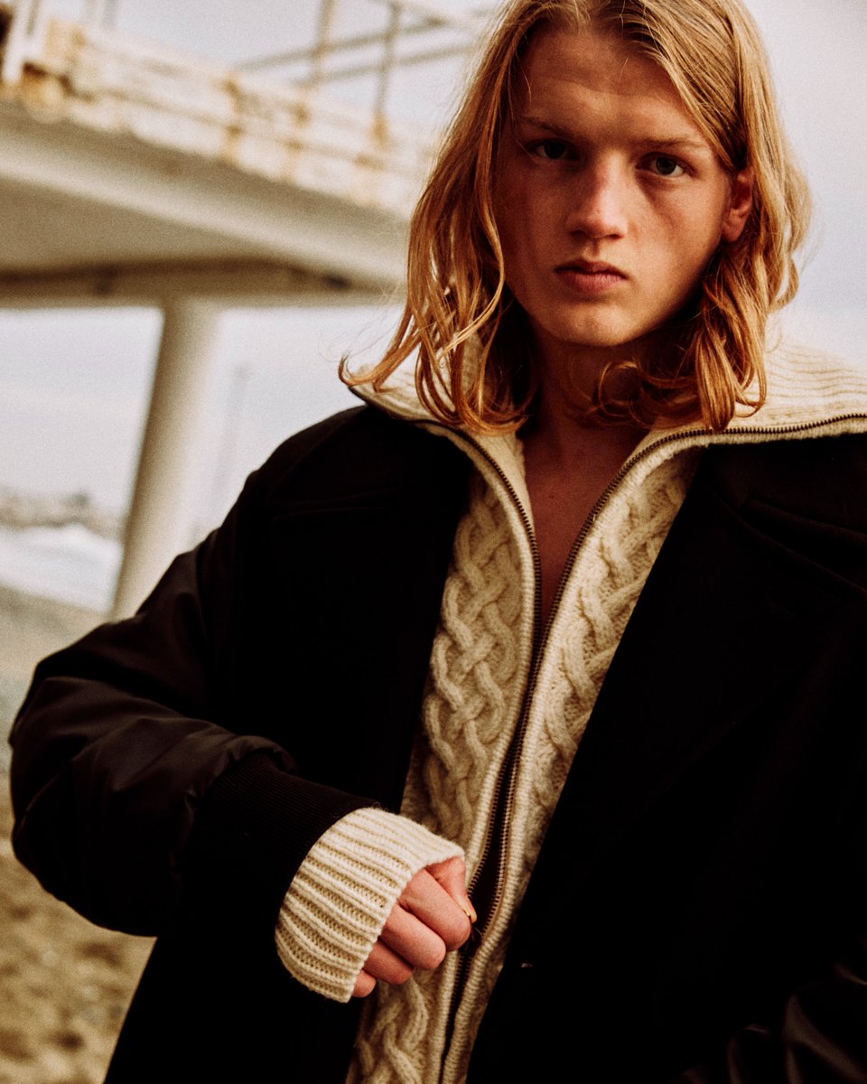 Keeping snug &amp; warm in Neil Barrett Hybrid Single-Breasted Coat at the winter beach.

PH: <a href="/raffgrosso/">Raff Grosso</a>
Model: Theo

*NB Knitwear - Sold Out*

#NeilBarrett #FW21 #FallWinter2021 #WinterAtTheBeach