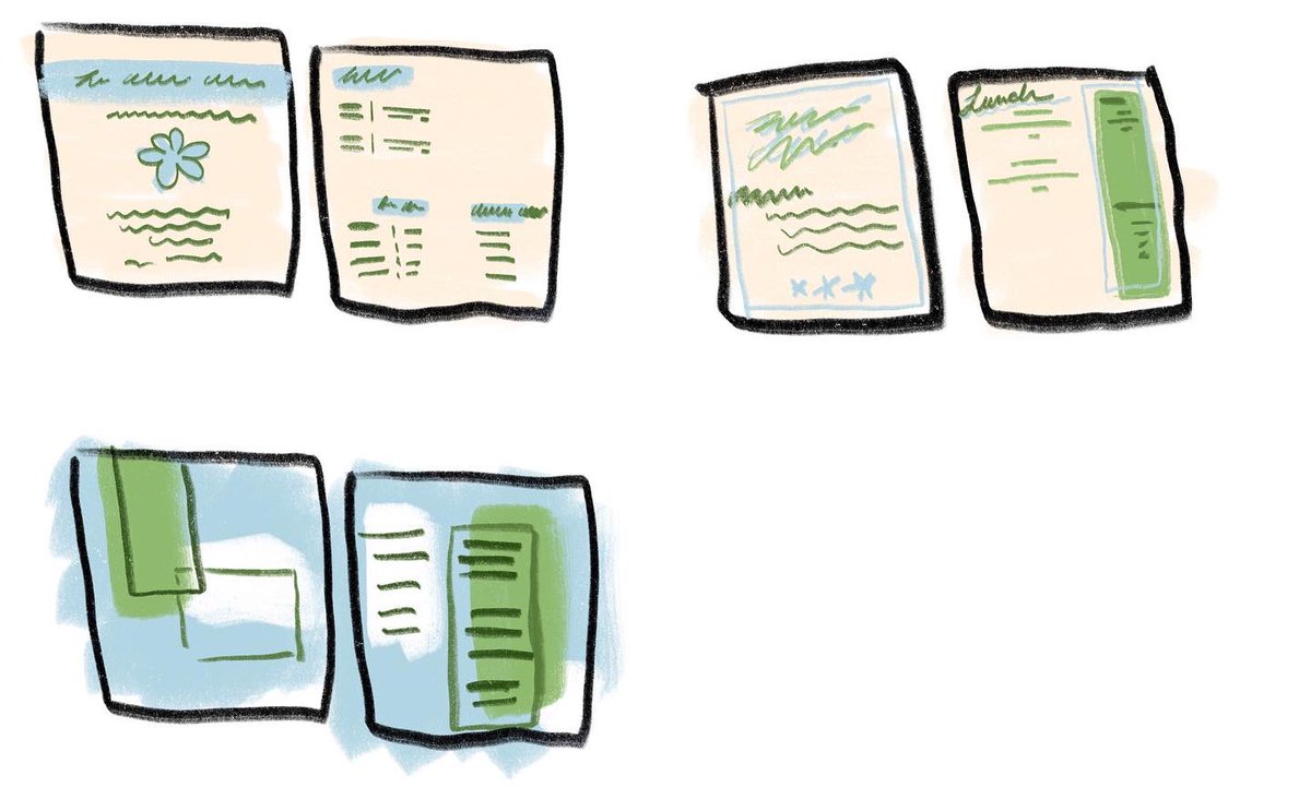 GHAMdesigns's tweet photo. Research + thumbnails for the menus #graphicdesign #brainstorming #thumbnails #moodboard #procreate https://t.co/542dDEJqQ2