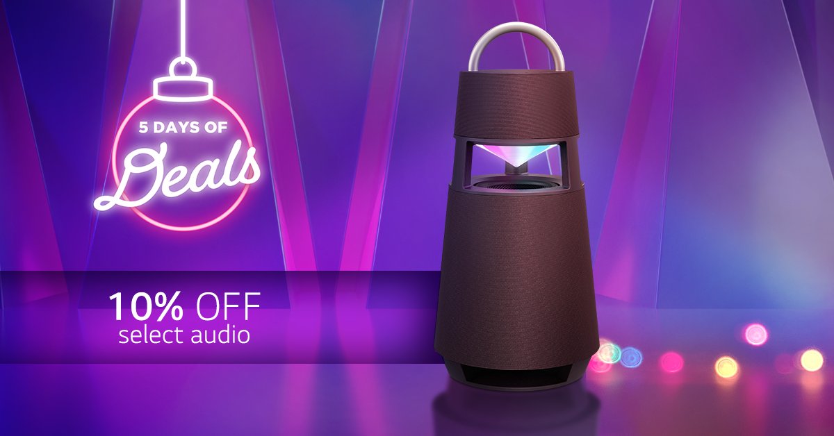 LGUS's tweet photo. Day 2 of #5DaysofDeals starts now with:
10% off select audio, including speakers and sound bars πΆ
Shop with code: DAILYDEAL2
https://t.co/nu2LBRIrxh https://t.co/faPXTrvjQN